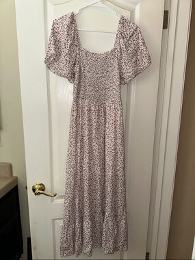 Floral Smocked Maxi Dress in Dusty Rose